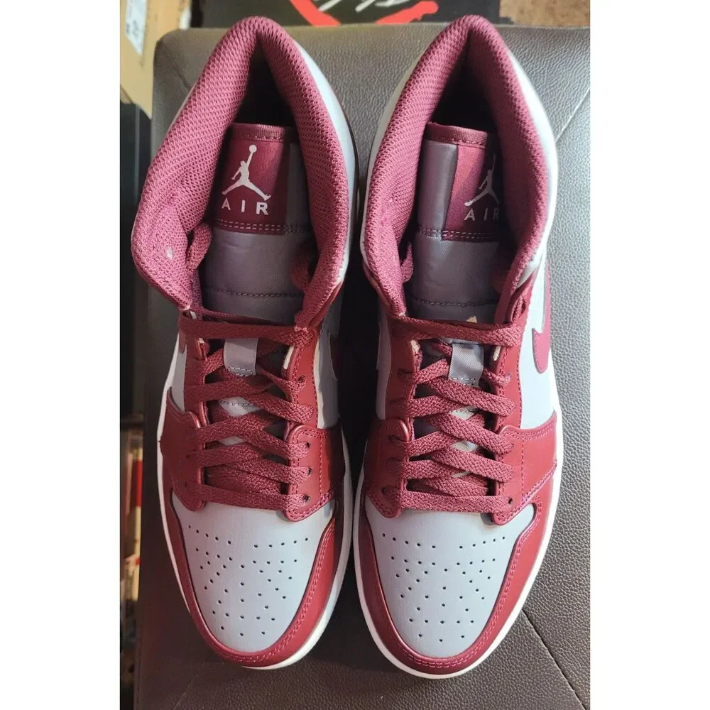 Air Jordan 1 Mid Cherrywood Red Cement Grey DQ8426-615 Men's Size 10 w/ Box